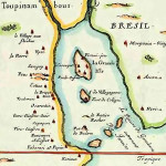 French map of Guanabara Bay (Rio de Janeiro) in 1555, by Duval