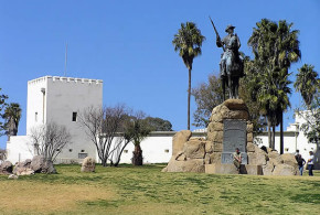 The German fort Alte Feste and the Reiterdenkmal, Windhoek, Namibia. Author and Copyright Marco Ramerini