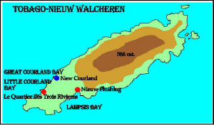 Map of Tobago island, with Dutch and Courlanders settlements. Author and Copyright Marco Ramerini