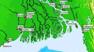 Map of the Portuguese settlements in North Bengal. Author Marco Ramerini