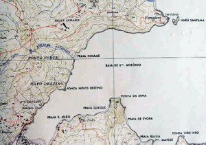 Mappa dell'Isola di Principe: la baia di Santo António e la Fortaleza da Ponta da Mina