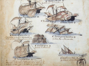 Une partie de la flotte commandée par Pedro Alvares Cabral, le navigateur qui découvrit le Brésil en 1500.