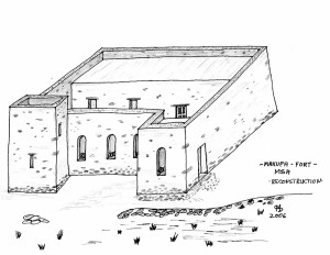 Recostruction of Makupa Fort. Sketch by Hans-Martin Sommer