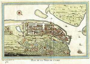 Cochin in 1761. Histoire générale des Voyages. No Copyright