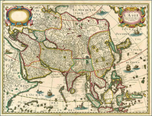Karte von Asien (1627). Authors Bertius; Danckerts; Tavernier. No Copyright