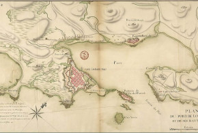 Map of Louisbourg and its artillery batteries in 1751. Canada