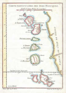 Moluccas (1760), Indonesia. Author Bellin. No Copyright