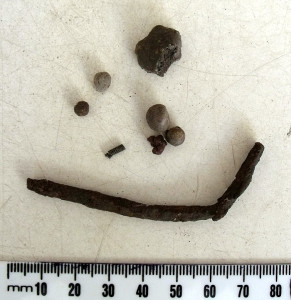 Plate 14. Lead shots and arrowhead as in Fig. 5.(C Dunbar 2010, courtesy of Museum of Science, Harare)