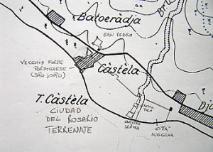 Reconstruction of the probable position of the city of Nuestra Señora del Rosario and of the Fuerza Nueva fort. Author Marco Ramerini
