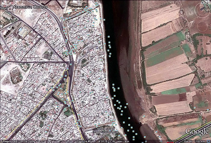 Azamor fort, Morocco. Google Earth