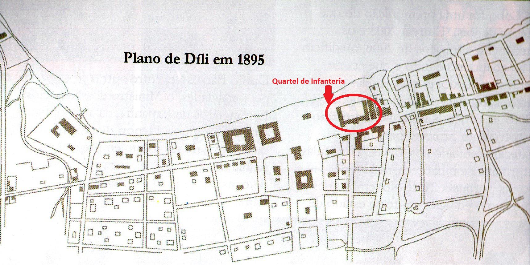 Plano da cidade de Díli. Mapa 1895
