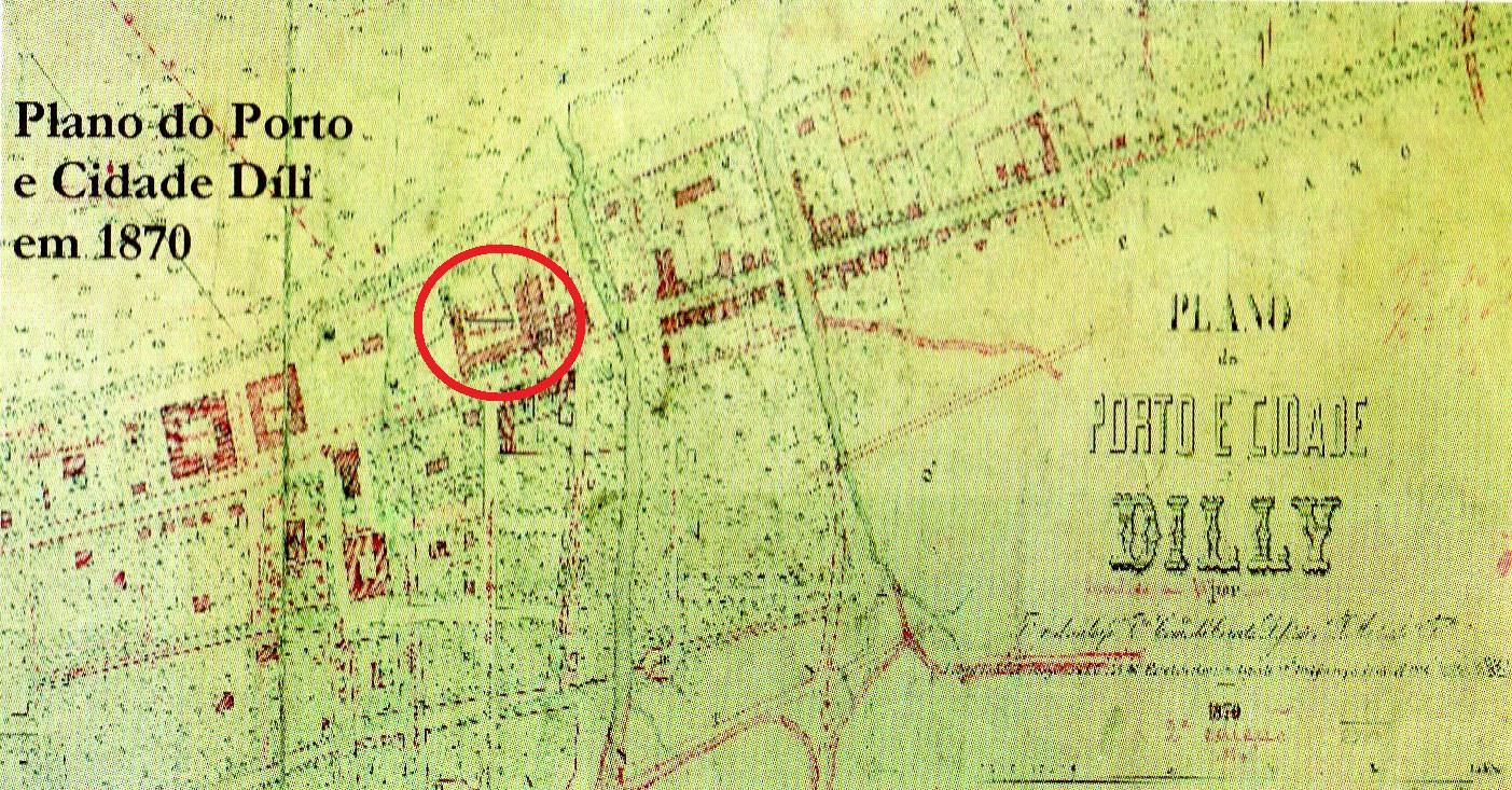 Plano do porto e cidade de Díli. Mapa Andrea e Machado 1870