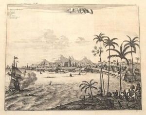 Dutch fort of Kollam (Quilon) in 1745, Kerala, India. Author Awnsham Churchill. No Copyright
