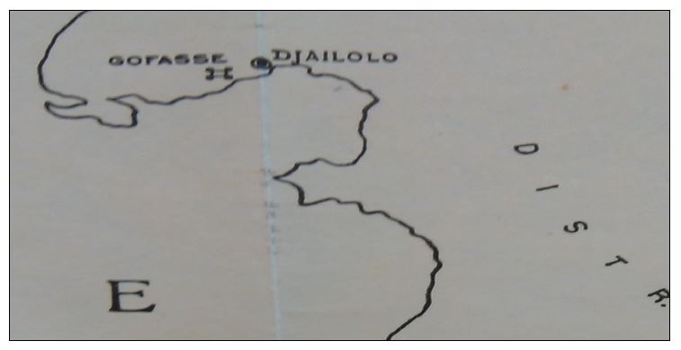 Detalle de mapa publicado por Ivo Van de Waal en el que se aprecia la ubicación del fuerte de Dofasa (Gofasse).
